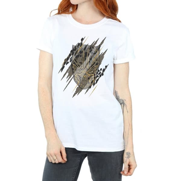 Marvel Womens/Ladies Black Panther Gold Head Cotton Boyfriend T-Shirt