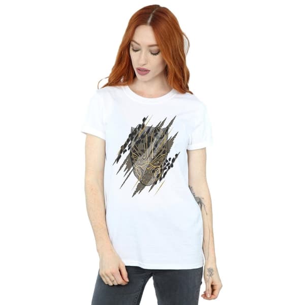 Marvel Womens/Ladies Black Panther Gold Head Cotton Boyfriend T-Shirt