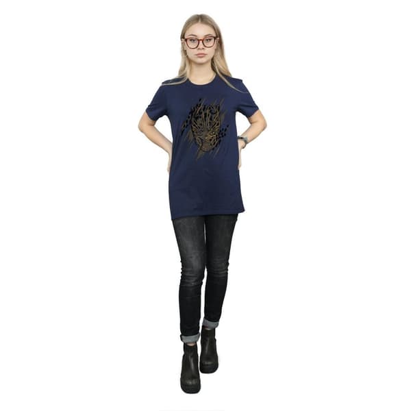 Marvel Womens/Ladies Black Panther Gold Head Cotton Boyfriend T-Shirt