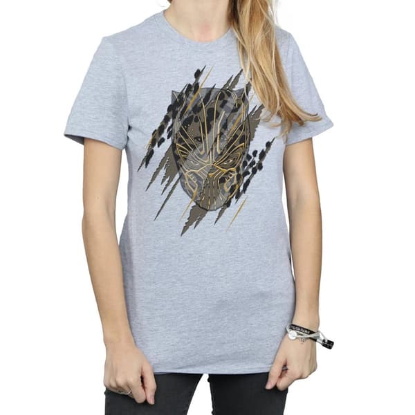 Marvel Womens/Ladies Black Panther Gold Head Cotton Boyfriend T-Shirt
