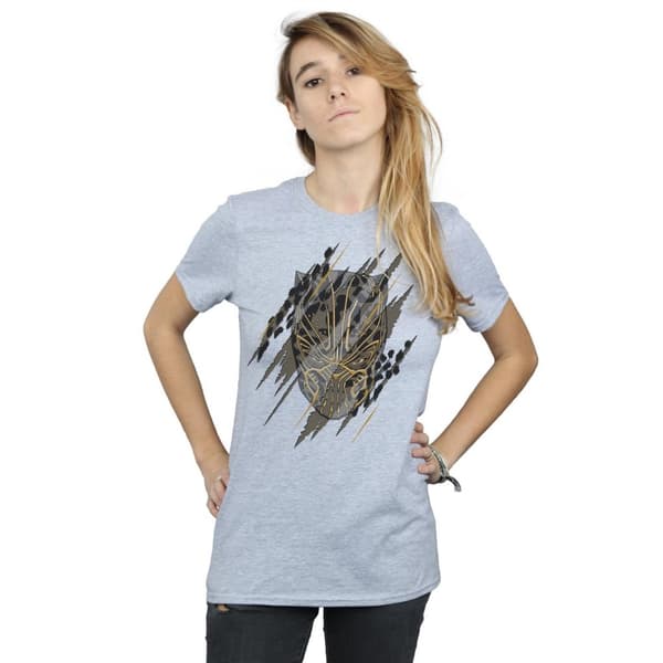 Marvel Womens/Ladies Black Panther Gold Head Cotton Boyfriend T-Shirt