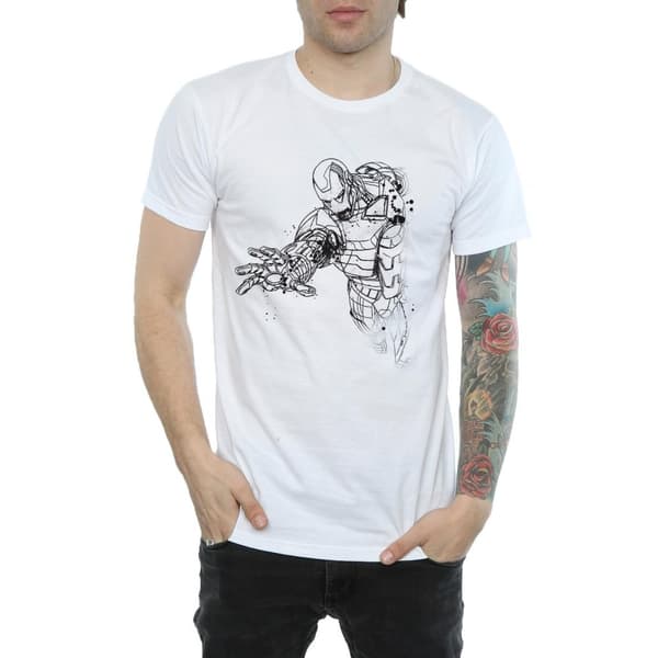 Marvel Mens Avengers Iron Man Mono Line T-Shirt