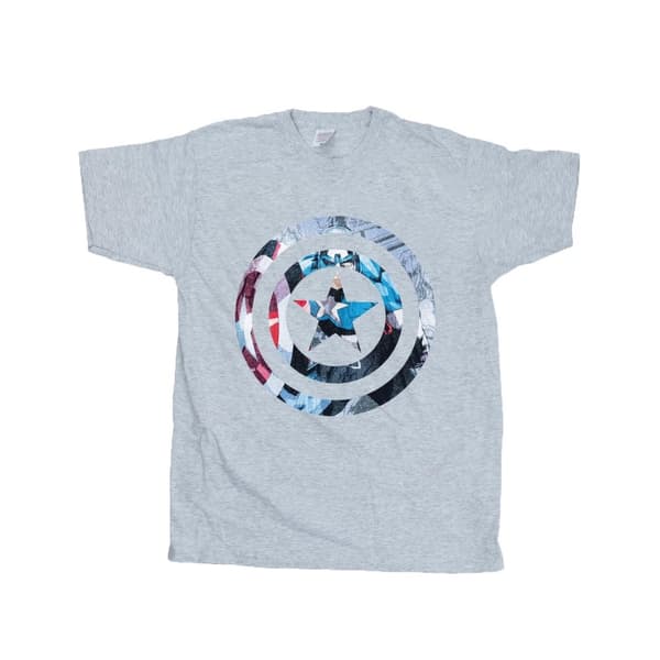 Marvel Boys Avengers Captain America Montage Symbol T-Shirt Heather Grey 5-6 Years