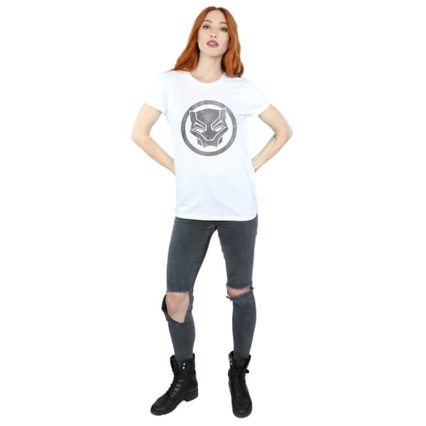 Marvel Dam/Herr - Black Panther - Boyfriend-t-shirt i bomull med ikon och tryck