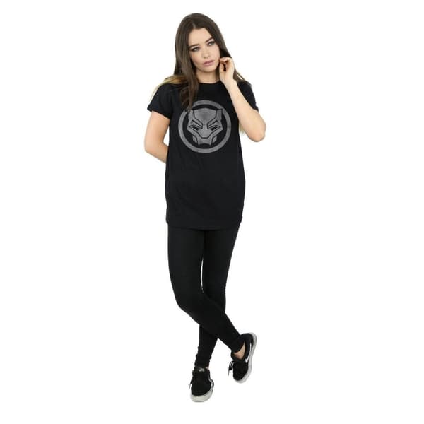 Marvel Dam/Herr - Black Panther - Boyfriend-t-shirt i bomull med ikon och tryck