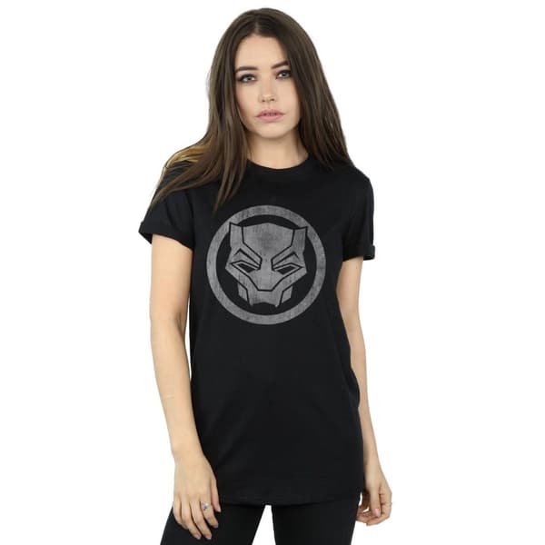 Marvel Dam/Herr - Black Panther - Boyfriend-t-shirt i bomull med ikon och tryck