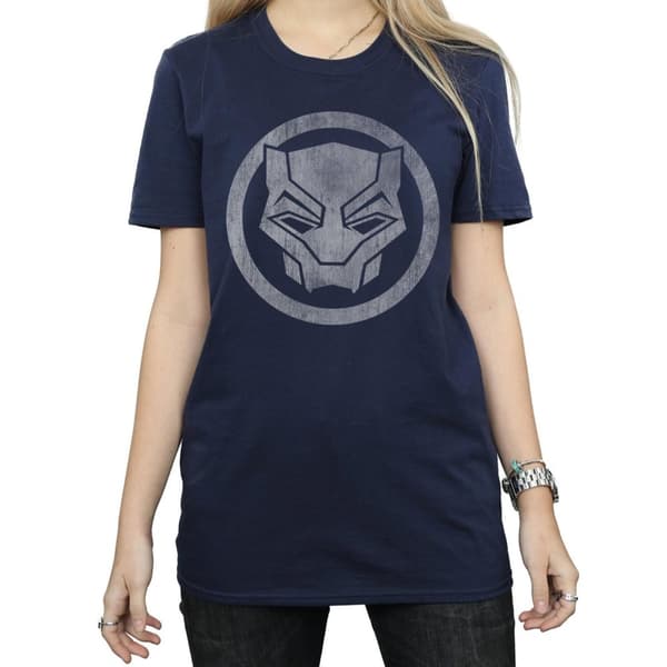Marvel Dam/Herr - Black Panther - Boyfriend-t-shirt i bomull med ikon och tryck