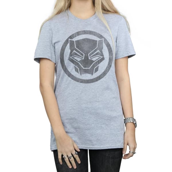 Marvel Dam/Herr - Black Panther - Boyfriend-t-shirt i bomull med ikon och tryck