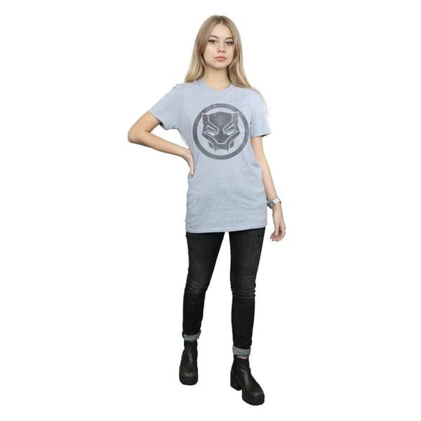 Marvel Dam/Herr - Black Panther - Boyfriend-t-shirt i bomull med ikon och tryck