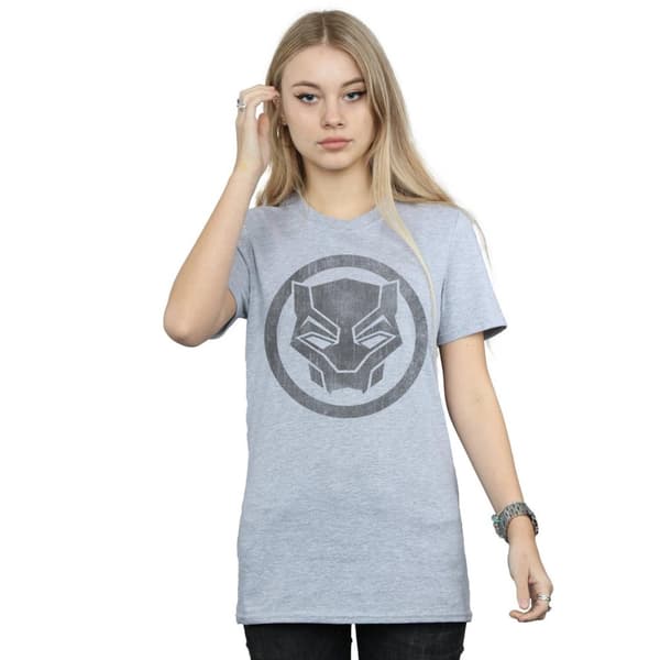 Marvel Dam/Herr - Black Panther - Boyfriend-t-shirt i bomull med ikon och tryck