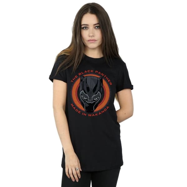 Marvel Dam/Tjej Black Panther Made in Wakanda Röd Bomull Boyfriend T-shirt