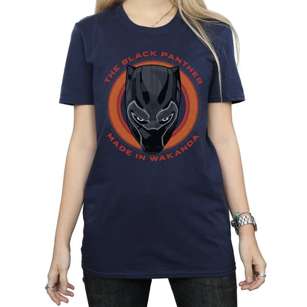 Marvel Dam/Tjej Black Panther Made in Wakanda Röd Bomull Boyfriend T-shirt