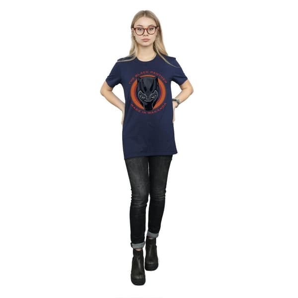 Marvel Dam/Tjej Black Panther Made in Wakanda Röd Bomull Boyfriend T-shirt