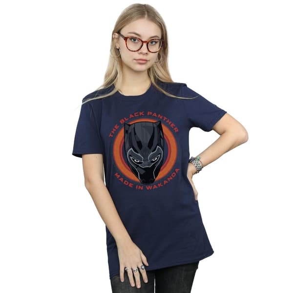 Marvel Dam/Tjej Black Panther Made in Wakanda Röd Bomull Boyfriend T-shirt