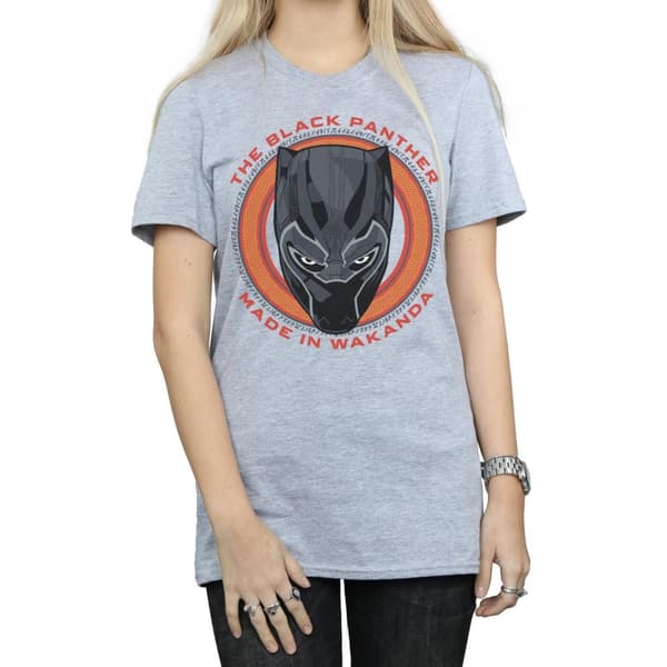 Marvel Dam/Tjej Black Panther Made in Wakanda Röd Bomull Boyfriend T-shirt
