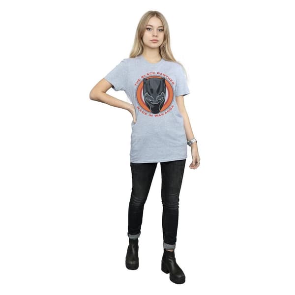 Marvel Dam/Tjej Black Panther Made in Wakanda Röd Bomull Boyfriend T-shirt