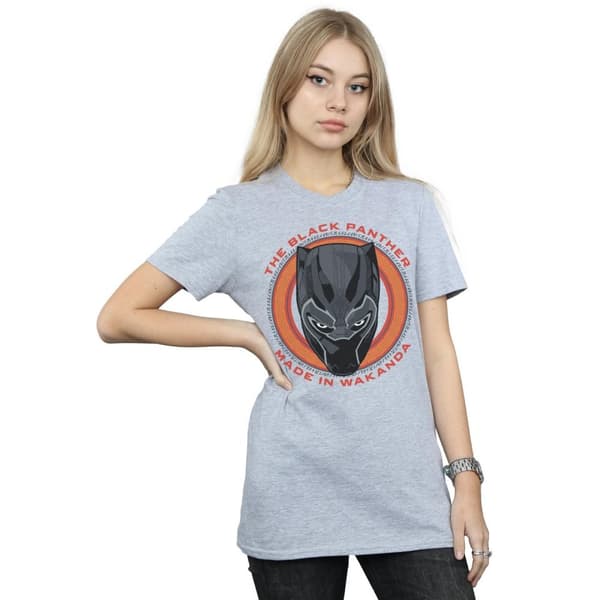 Marvel Dam/Tjej Black Panther Made in Wakanda Röd Bomull Boyfriend T-shirt