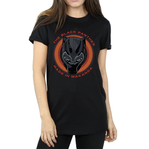 Marvel Dam/Tjej Black Panther Made in Wakanda Röd Bomull Boyfriend T-shirt