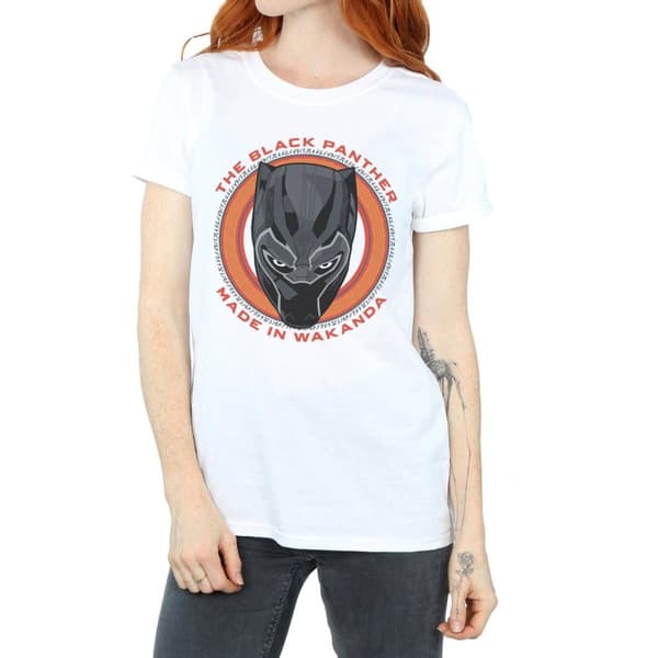 Marvel Dam/Tjej Black Panther Made in Wakanda Röd Bomull Boyfriend T-shirt