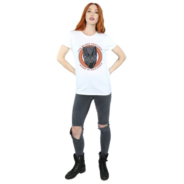 Marvel Dam/Tjej Black Panther Made in Wakanda Röd Bomull Boyfriend T-shirt