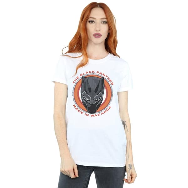 Marvel Dam/Tjej Black Panther Made in Wakanda Röd Bomull Boyfriend T-shirt