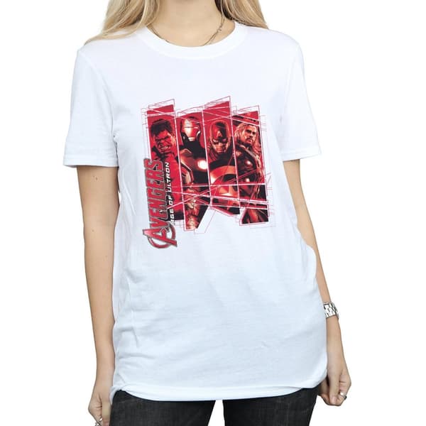 Marvel Dam/kvinnor Avengers Team Collage Boyfriend T-shirt i bomull
