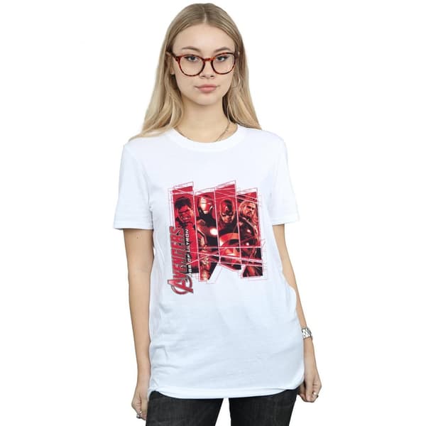 Marvel Dam/kvinnor Avengers Team Collage Boyfriend T-shirt i bomull