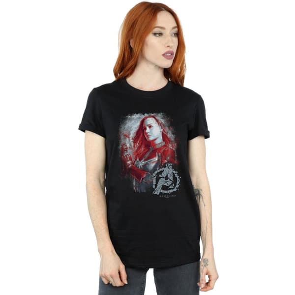 Marvel Dam/kvinnor Avengers Endgame Captain Marvel Boyfriend-t-shirt i borstad bomull
