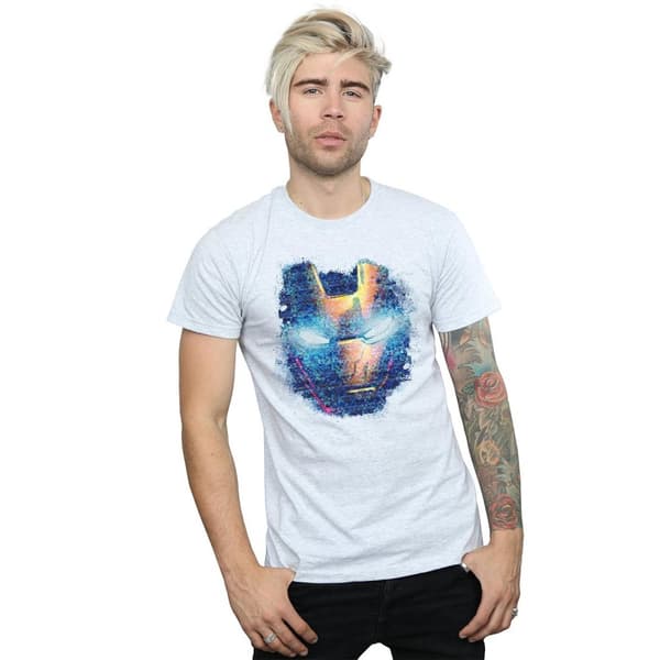 Marvel Mens Iron Man Distressed Head T-Shirt