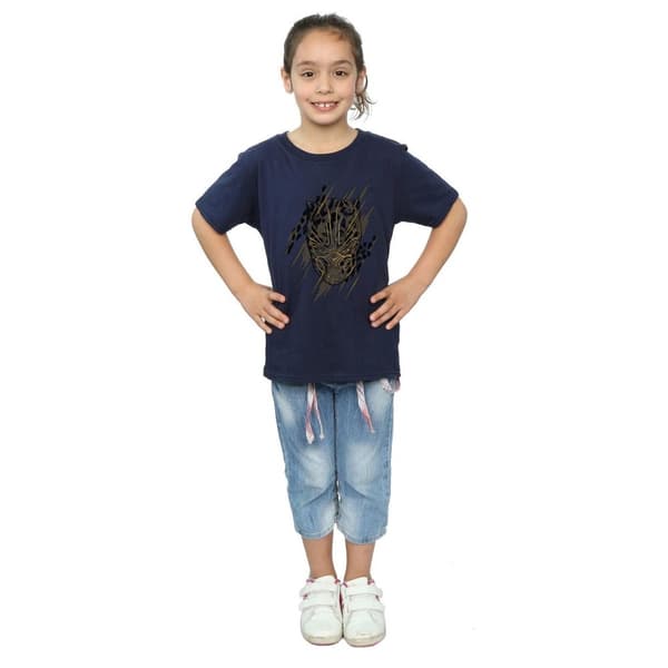 Marvel Girls Black Panther Gold Head Cotton T-Shirt