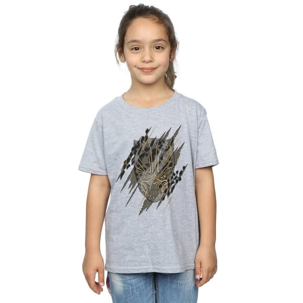 Marvel Girls Black Panther Gold Head Cotton T-Shirt