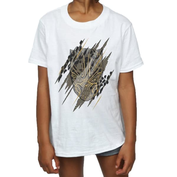 Marvel Girls Black Panther Gold Head Cotton T-Shirt