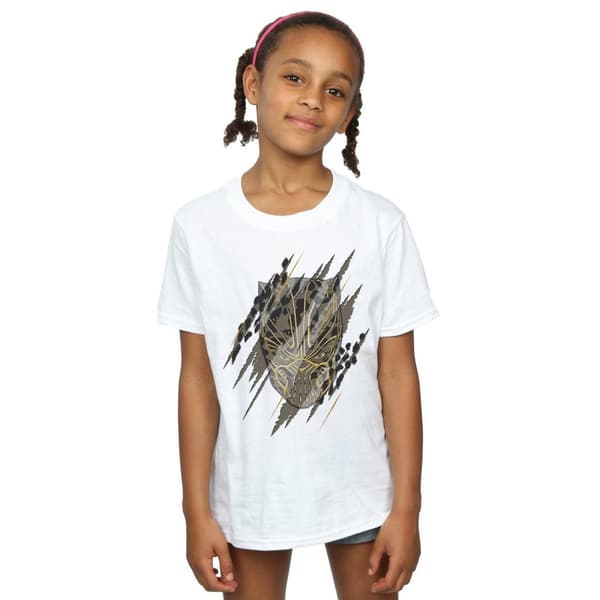 Marvel Girls Black Panther Gold Head Cotton T-Shirt