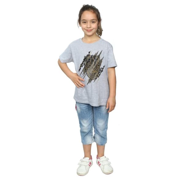 Marvel Girls Black Panther Gold Head Cotton T-Shirt