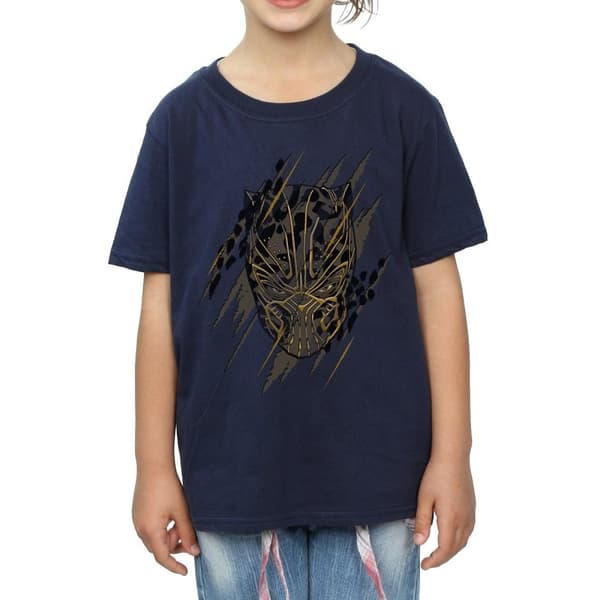 Marvel Girls Black Panther Gold Head Cotton T-Shirt