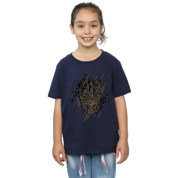 Marvel Girls Black Panther Gold Head Cotton T-Shirt