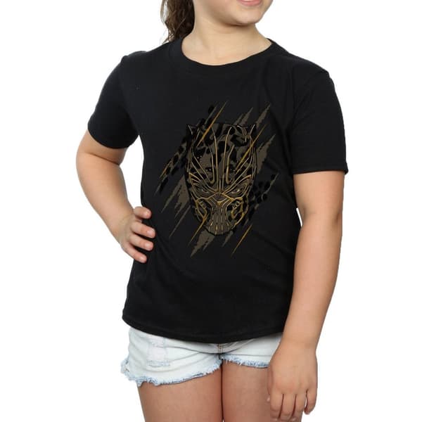 Marvel Girls Black Panther Gold Head Cotton T-Shirt