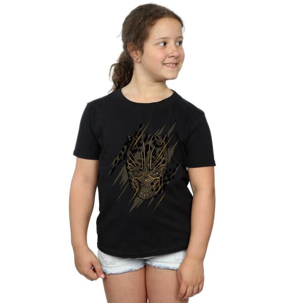 Marvel Girls Black Panther Gold Head Cotton T-Shirt