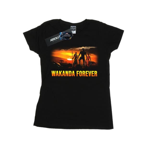 Marvel Womens/Ladies Black Panther Wakanda Forever Cotton T-Shirt