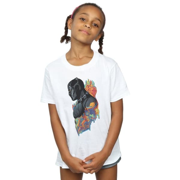 Marvel Girls Black Panther Profile Cotton T-Shirt