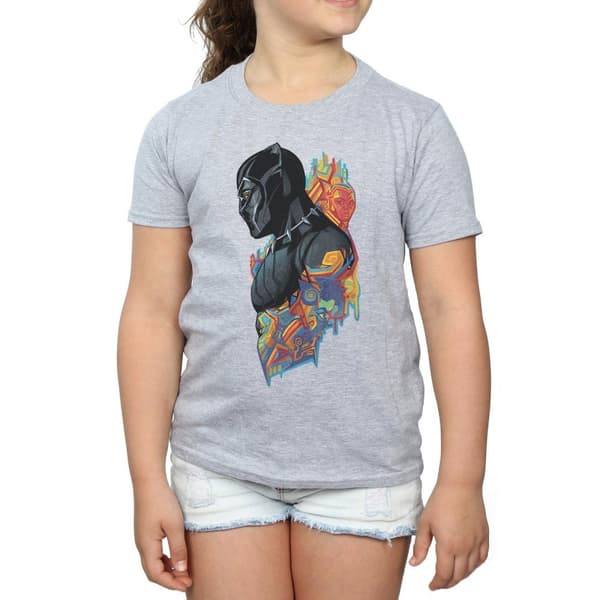 Marvel Girls Black Panther Profile Cotton T-Shirt