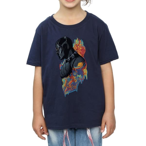 Marvel Girls Black Panther Profile Cotton T-Shirt