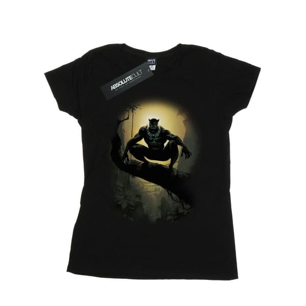 Marvel Womens/Ladies Black Panther Crouching Cotton T-Shirt Black XXL