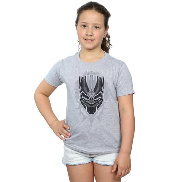 Marvel Girls Black Panther Head Cotton T-Shirt