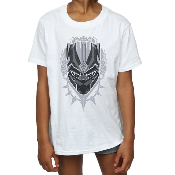Marvel Girls Black Panther Head Cotton T-Shirt