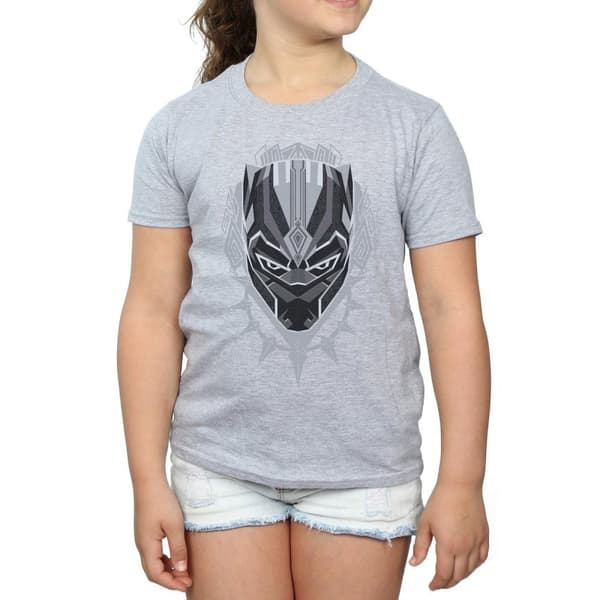 Marvel Girls Black Panther Head Cotton T-Shirt