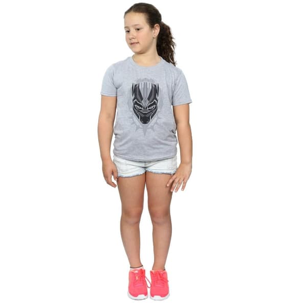 Marvel Girls Black Panther Head Cotton T-Shirt