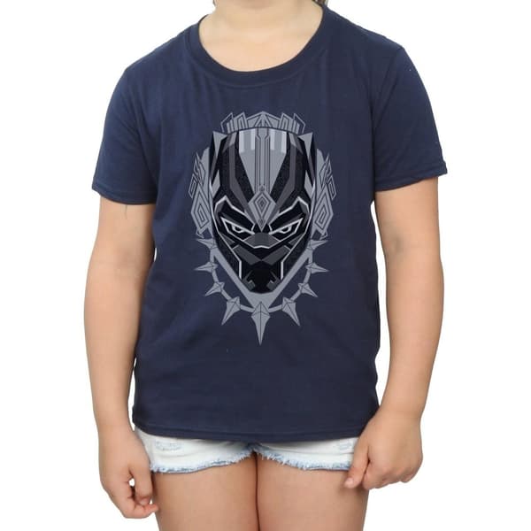 Marvel Girls Black Panther Head Cotton T-Shirt