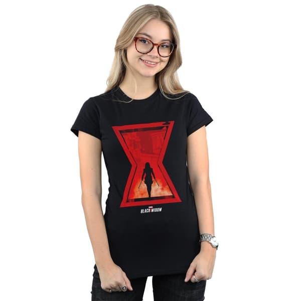 Marvel Dam/kvinnor - Black Widow - Silhuett av filmikonen - T-shirt i bomull