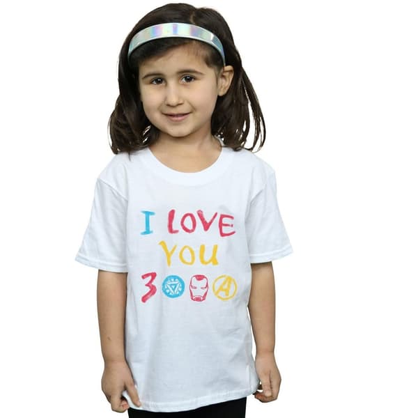 Marvel Girls Avengers Endgame I Love You 3000 Crayons Cotton T-Shirt